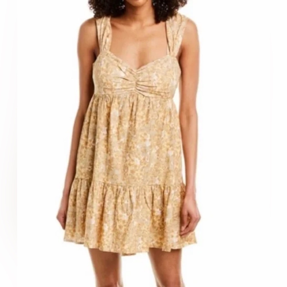 FREE PEOPLE Free People Floral Linen Mini Dress Boho Cottagecore Summer Slip XS